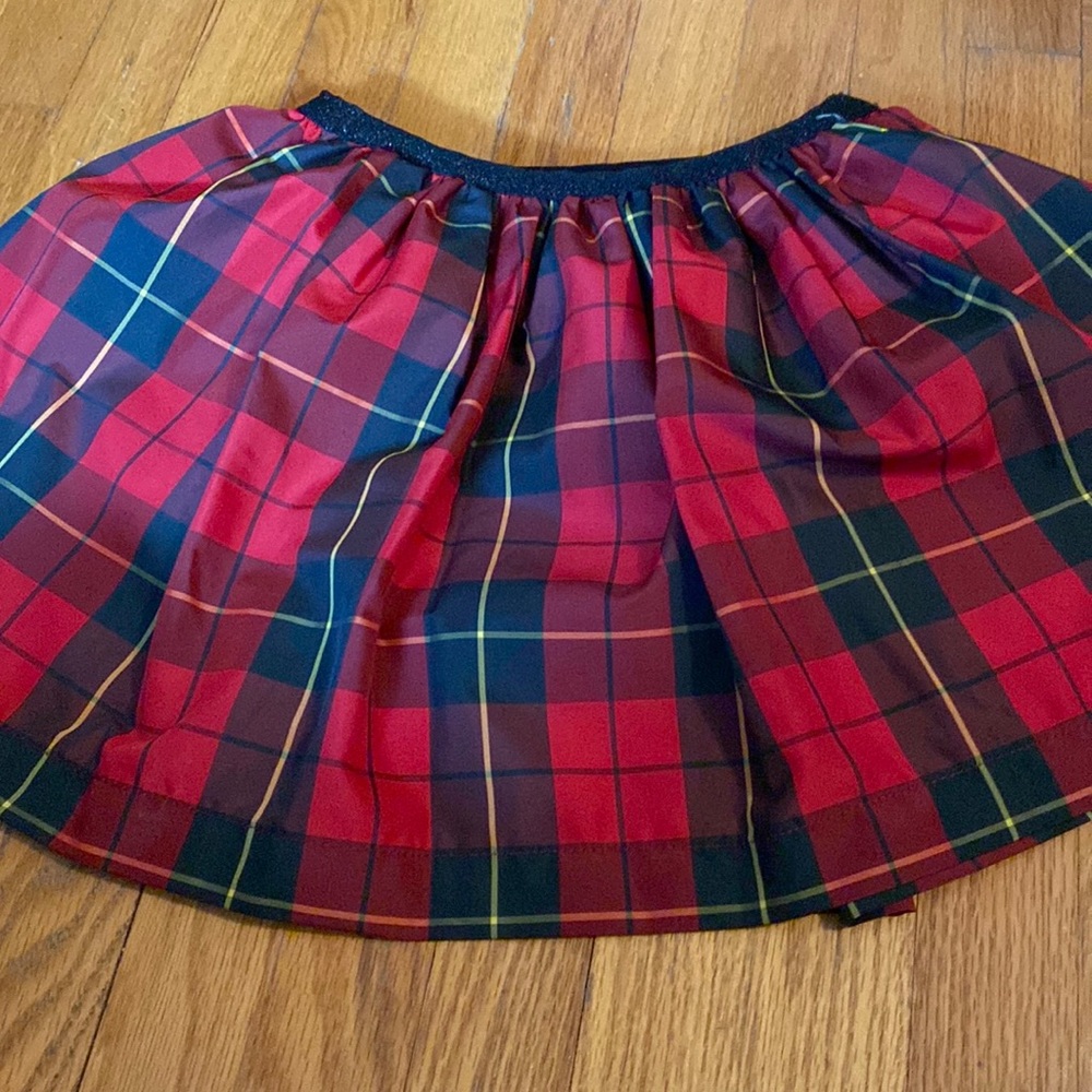 Ralph Lauren fancy red and black plaid holiday skirt size 8-10
